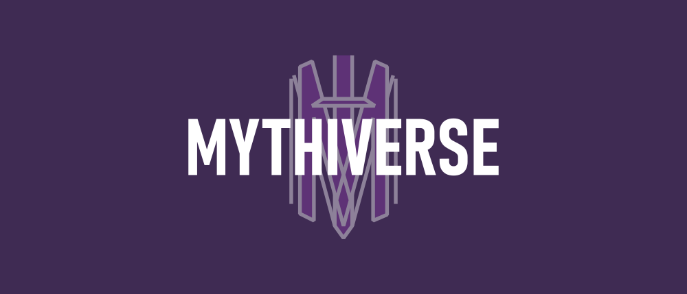A logo reading "Mythiverse" with a stylized letter M behind it.